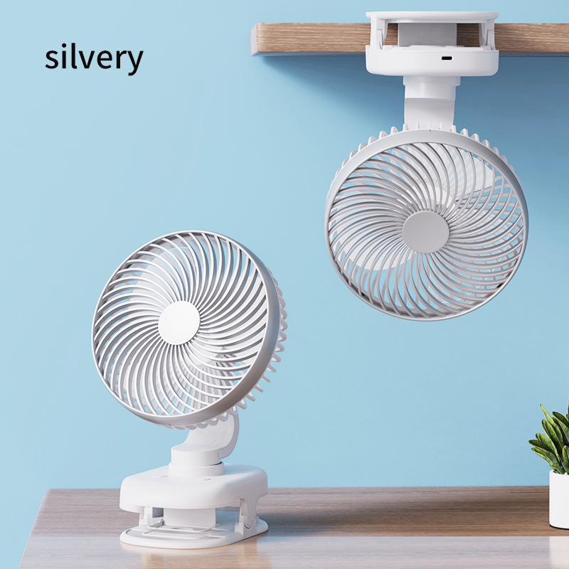 USB Rechargeable Portable Clip-On Desk Fan - Silent, Compact for Dorm or Office Use 25.5*14.7*17.1 cm