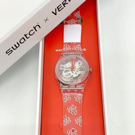 Used swatch VERDY Girls Don t Cry Watch Logo Analog Quartz Box Included Street Casual Unisex Clear Watch DF19480