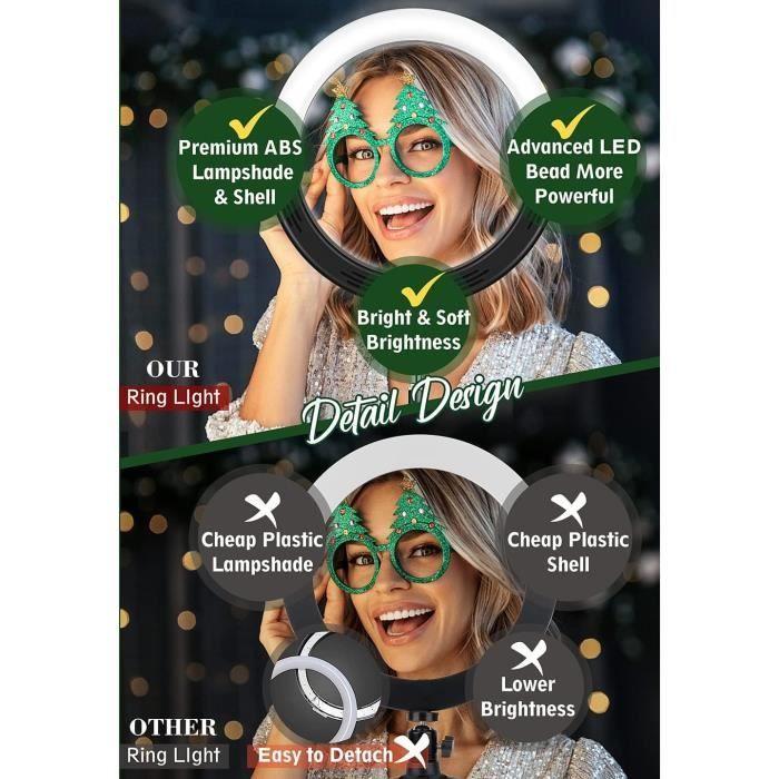 Anneau lumineux led - lipety - modèle 10 - trépied stable - 3 modes d'éclairage - télécommande