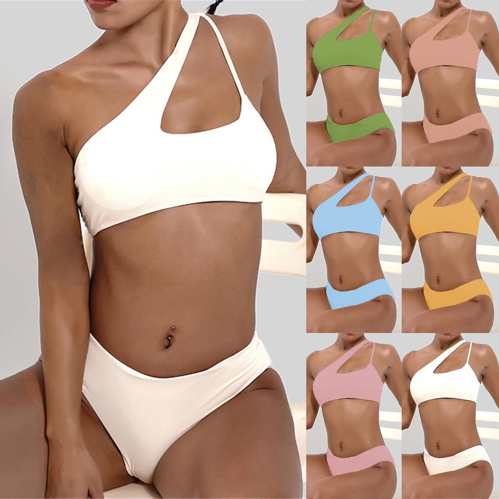 Women Sexy Swimwear Solid Color Two Piece Swimsuit Bikini Swimming Beachwear Kop Billigt Fri Frakt Arliga Recensioner Med Bilder Joom