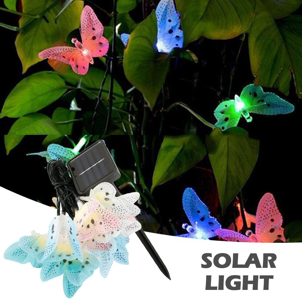 Solar String Lights 12 LED Color Butterfly Fairy Lights Waterproof 2 Modes Holiday Lights Outdoor Garden Yard Party Decoration