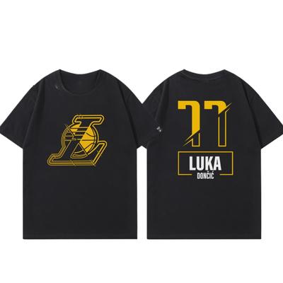Lakers Luka Doncic Short Sleeve T-Shirt Women's and Men's American Basketball Training Suit Loose Cotton Casual Half Sleeve