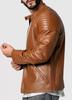 Motorcycle Leather Jacket Stylish Handmade Brown Men's Zipper Genuine Biker Lambskin