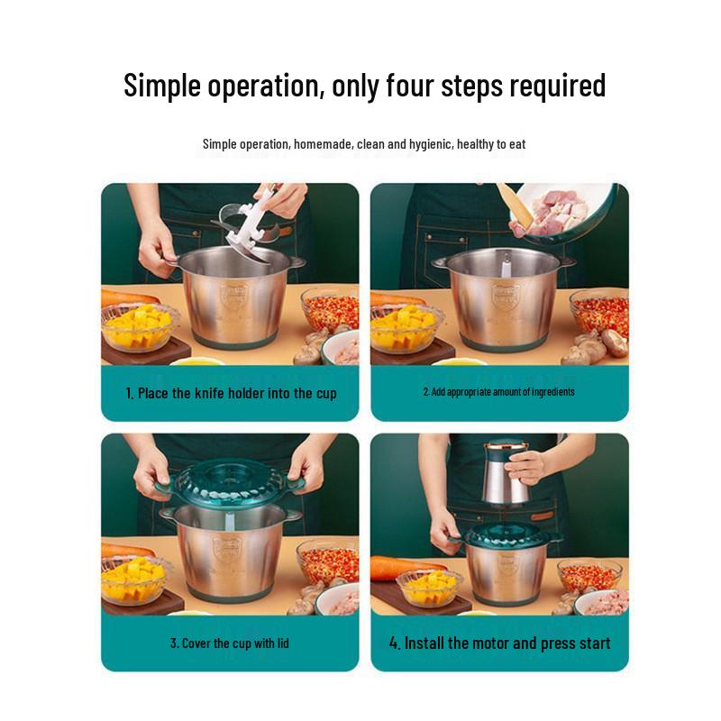 Semi-Automatic Stainless Steel Meat Grinder & Food Processor