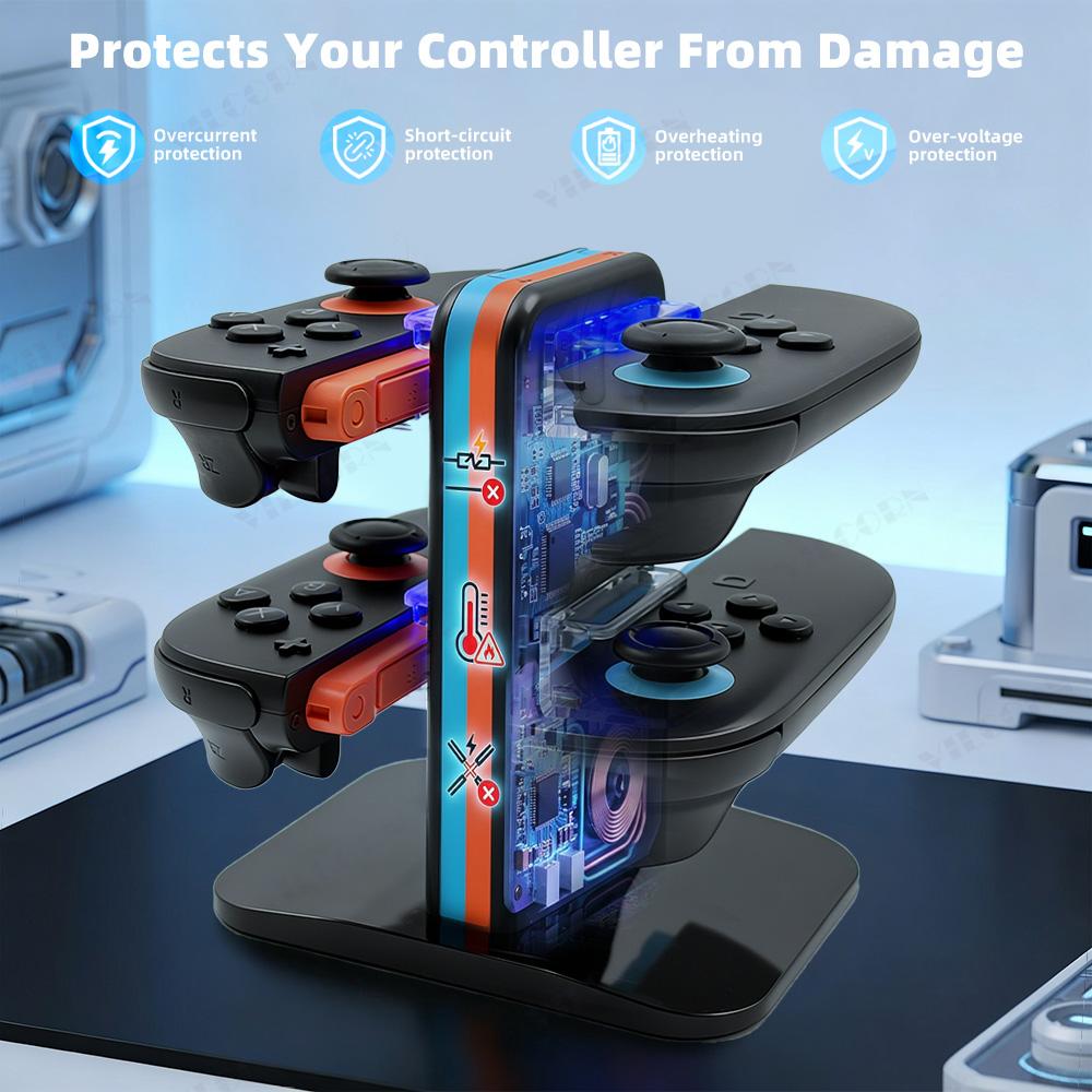 4-in-1 Charging Dock for Switch 2 Compatible Joy-Con Controllers, Compact Controller Charging Station