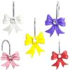 12PCS Set Durable Pink Bow Knot Hooks Resin Shower Rings Art Decors Pink Bathroom Decor  Bathroom