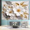 Golden Leaf White Flower Tapestry Wall Hanging Living Room Wall Art Decoration Items Aesthetic Dorm Home Decor Background Cloth