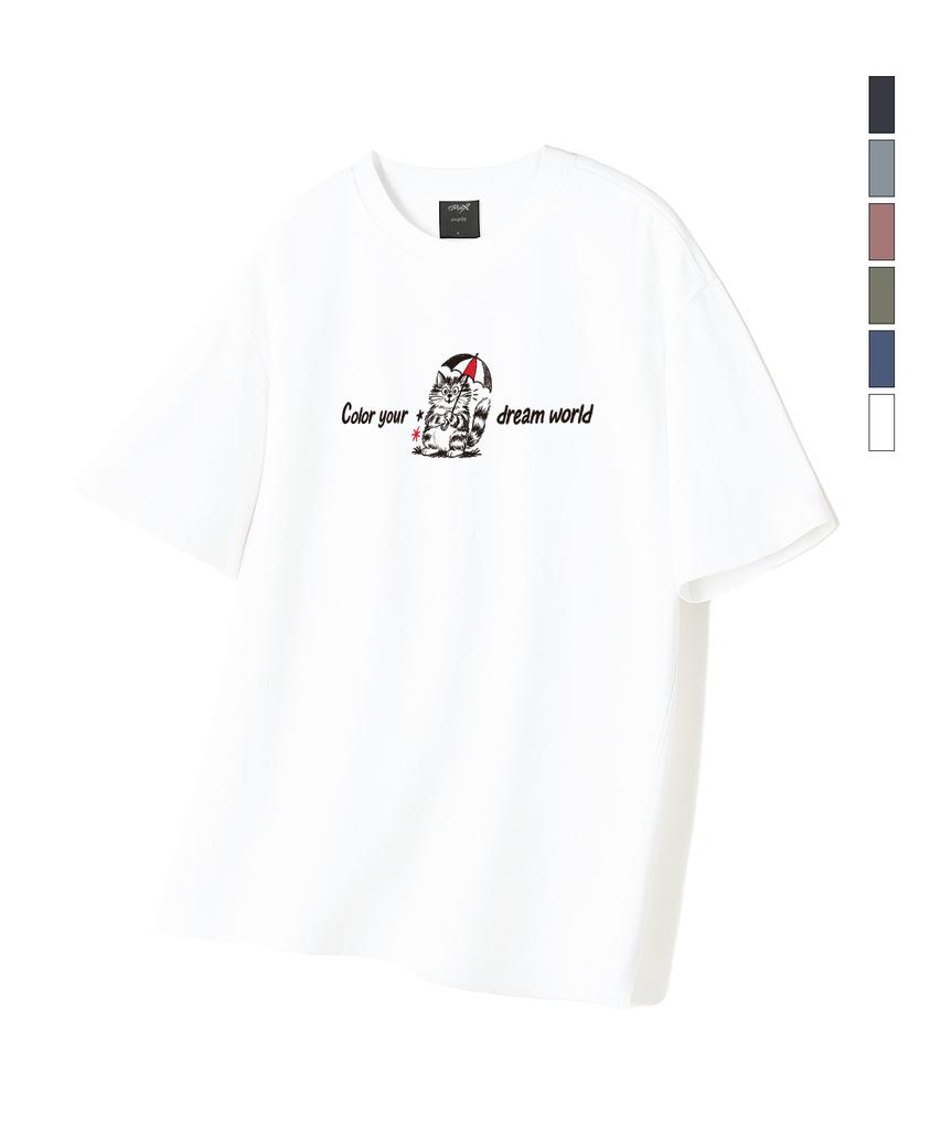 WILDROCK Hollysheesh Dream Coloring Cat Pigment Oversized Short Sleeve T-Shirt_6 Colors (Crop Included) (Type A)