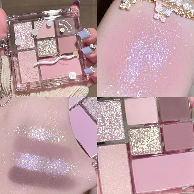 Tavolozza di ombretti viola Crea una tavolozza di ombretti perlati glitterati per il trucco da sogno Tavolozza di trucco per occhi coreana affascinante alla moda