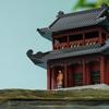 Mikrolandschaft Steingarten mit Lichtern: Chinesischer Pavillon & Amphibienhaus Bonsai-Dekoration