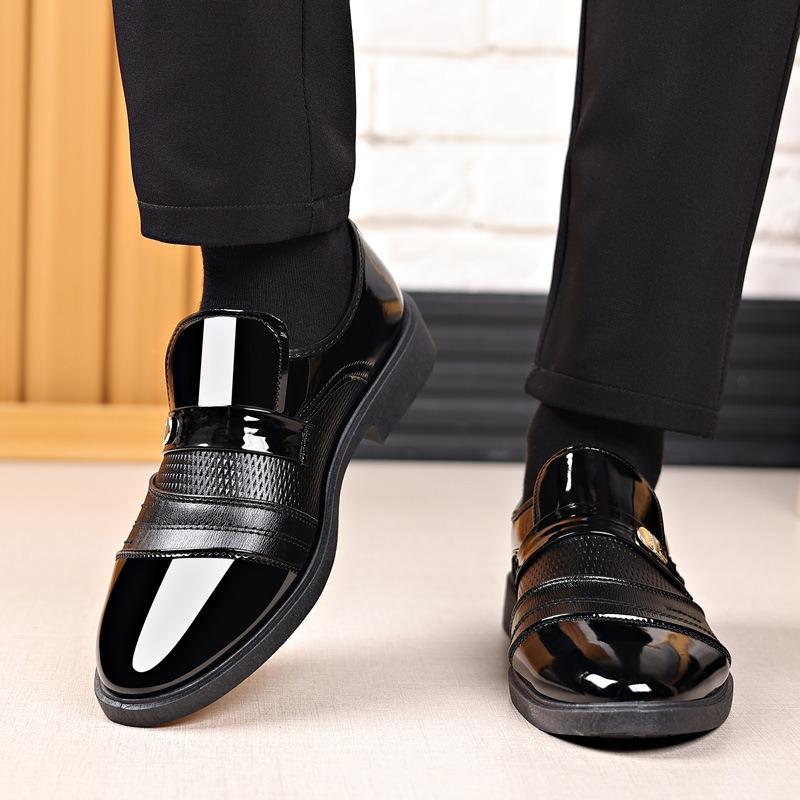Men's Genuine Cowhide Slip-on Loafers, Mirror Finish, Comfort Lightweight Versatile Casual Shoes