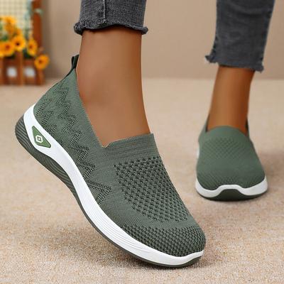 Atmungsaktive Damen-Slipper aus Mesh, bequemer Memory Foam, lässige Halbschuhe, flache, modische Sneakers
