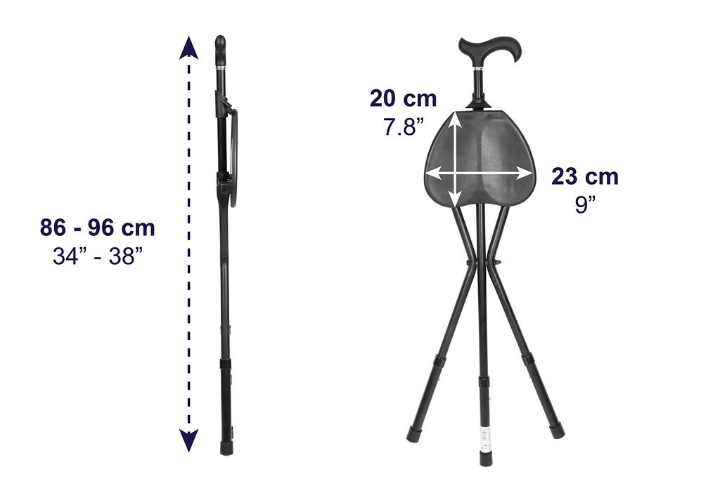 KMINA PRO Cane Chair for Adults Adjustable Foldable Walking Cane with Seat for Adjustable Cane with Travel Cane with Chair for Aluminum Cane for Men