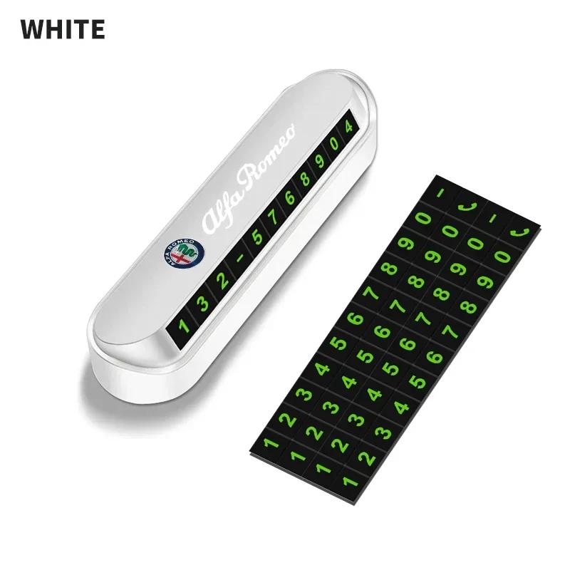 

For Alfa Romeo Luminous Car Temporary Parking Card Car Styling Phone Number Card Plate For Alfa Romeo serpent Giulia 159 156 MIT білий