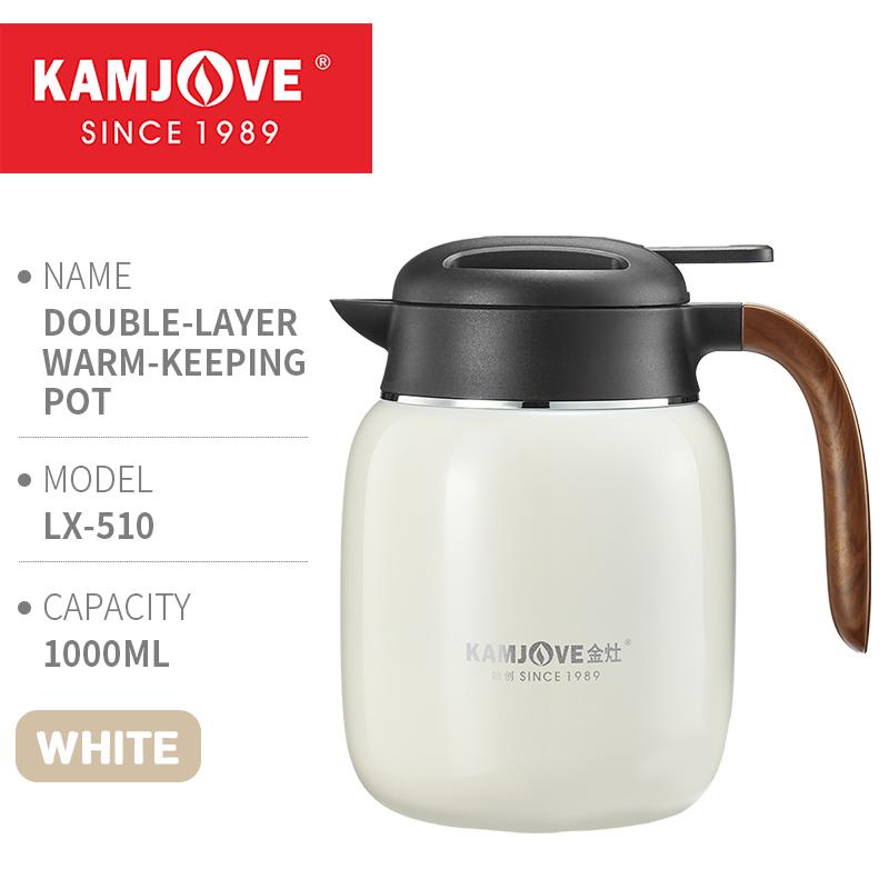 KAMJOVE Household Double-Layer Thermal Kettle Tea Set Suitable For Brewing Black Tea 316 Stainless Steel Liner Thermal Pot