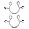 2 stuks/set Stalen Nep Tepel Niet-doorborende Ringen Niet-doorborende Lichaamssieraden Lingerie Matching