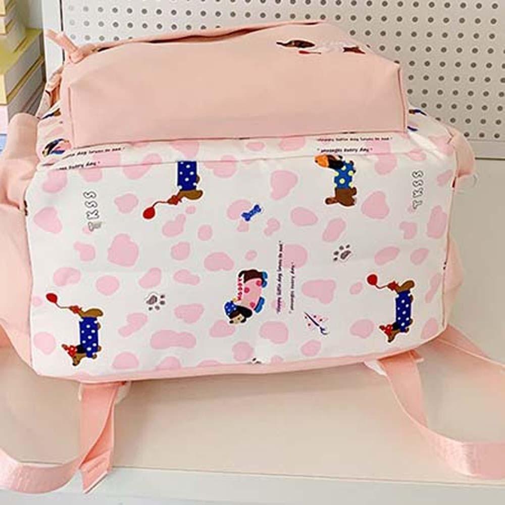 Lässige Schultasche für Studenten Kontrastfarbe Große Kapazität Rucksack Nylon Dackel Rucksack Sport