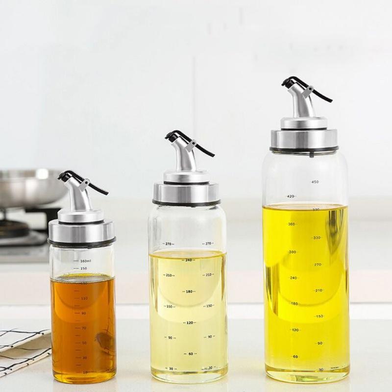 Glass Oil Bottle Kitchen Seasoning Sauce Bottle Glass Storage Bottles for Oil and Vinegar Transparent Oil Dispenser For Cooking