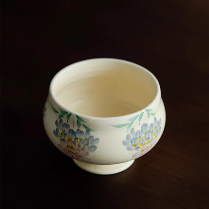 1 Pc Chinese Creative Ceramic Tea Cup Handmade Flowers Teacup Household Beauty Tea Bowl Travel Personal Meditation Cup Tea Set