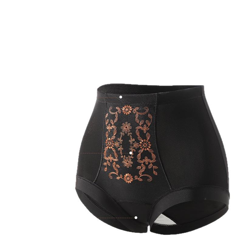 Seamless High-Waisted Embroidered Shaping Underwear - Breathable, Tummy-Tucking, Butt-Lifting, Antibacterial, No Roll-Up.