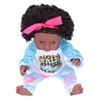 12 Inch Lovely Simulated Black Girl Doll African Baby Doll Kid   Toy Birthday Gift