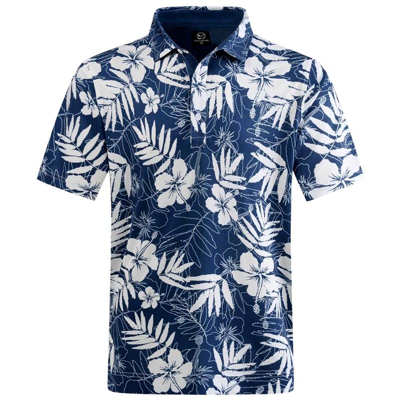 Hawaiian Plants Polo Shirt Man Summer 3D Print Leaves Flower Short Sleeve Golf Polo Shirts Oversized Street
