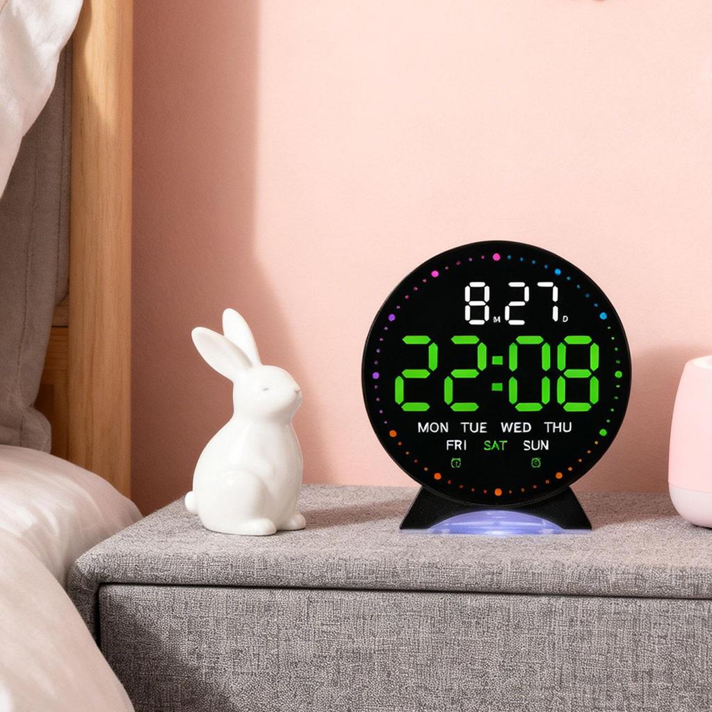 Alarm Clock Adjustable Brightness Multifunctional Modern Silent LED Bedside Clocks for Home