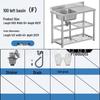 Stainless Steel Kitchen Sink with Integrated Washing Basin and Stand - Large, Thickened Single Bowl