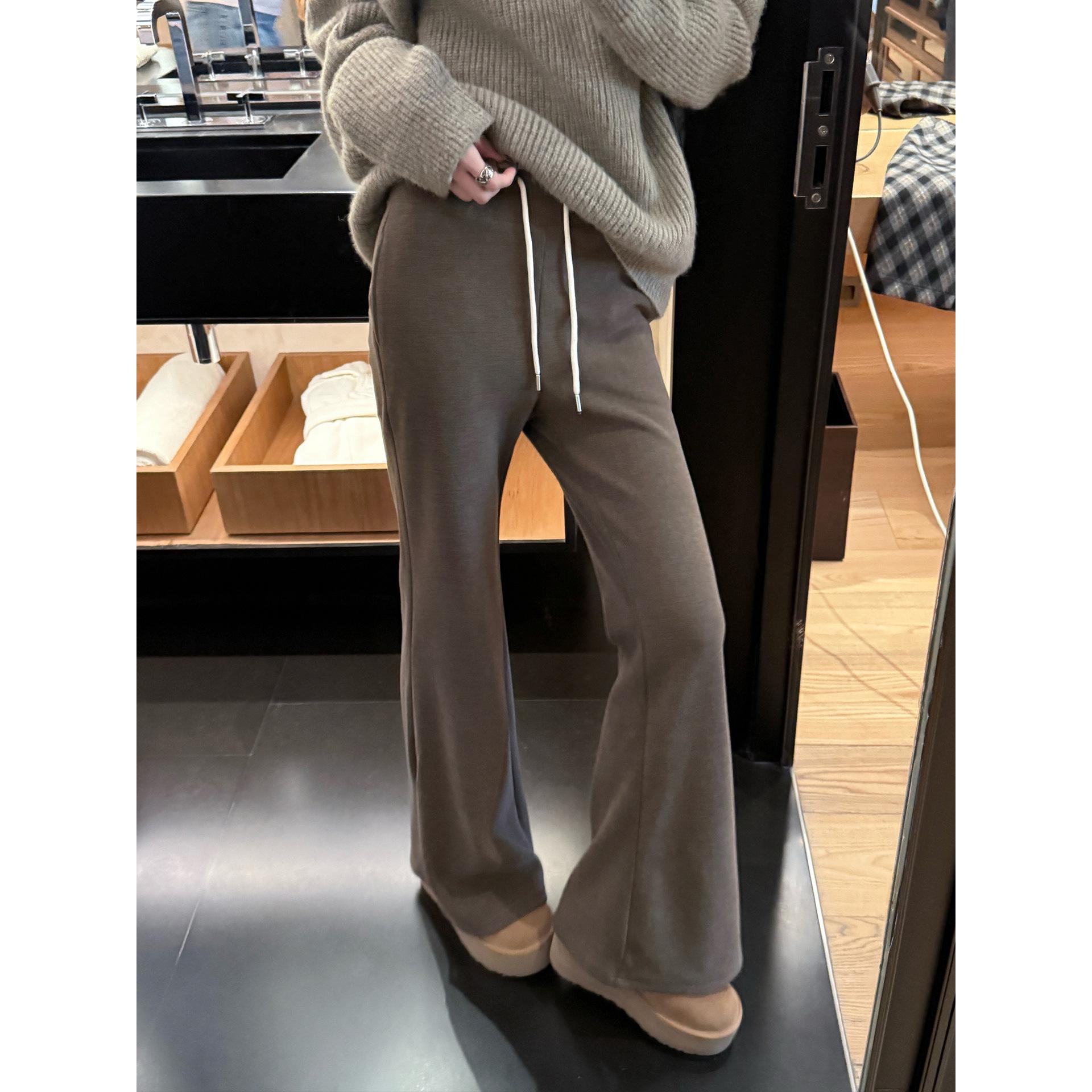 Superniniyy Supermodel Wool Silk Flare Pants - Thickened Slimming Drawstring Long Women’s Trousers Medium