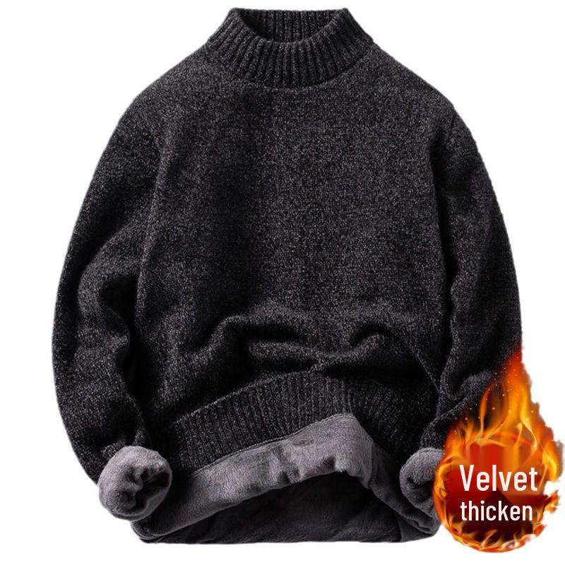 Chenille Men's Half-High Collar Loose Knit Sweater - Warm Japanese Style, Trendy Winter 2024 Pullover