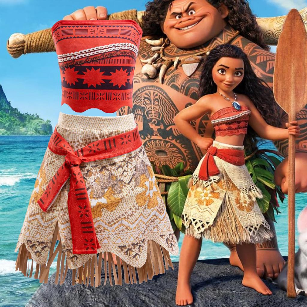 [ChicFlow] Moana Costume Ocean's Legend Cosplay Children's Suit Moana Costume Children's Performance Costume Masquerade Party Halloween Christmas