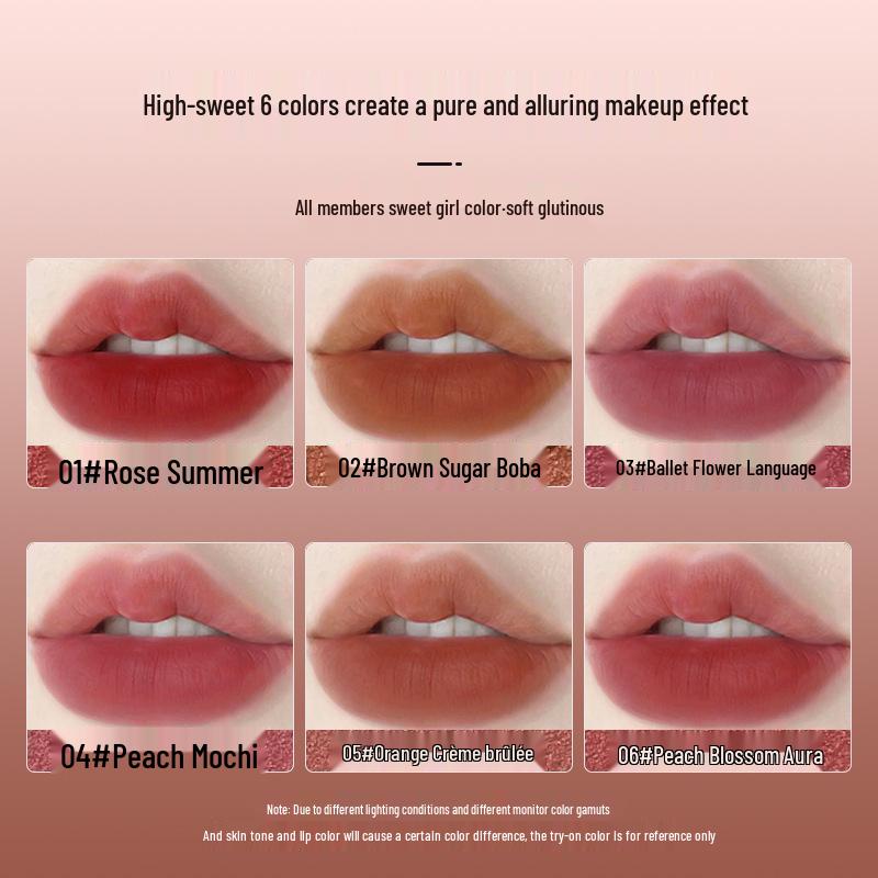 Mingxi Zhi Matte Velvet Lip Gloss - Long-lasting, Non-Transfer, Fade-Resistant Women's Lipstick.