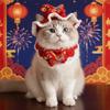 Red Color Horse Year Pet Set Knitted Material Adjustable Design Cat New Year Scarf Comfortable Collar Cartoon Style Pet Scarf