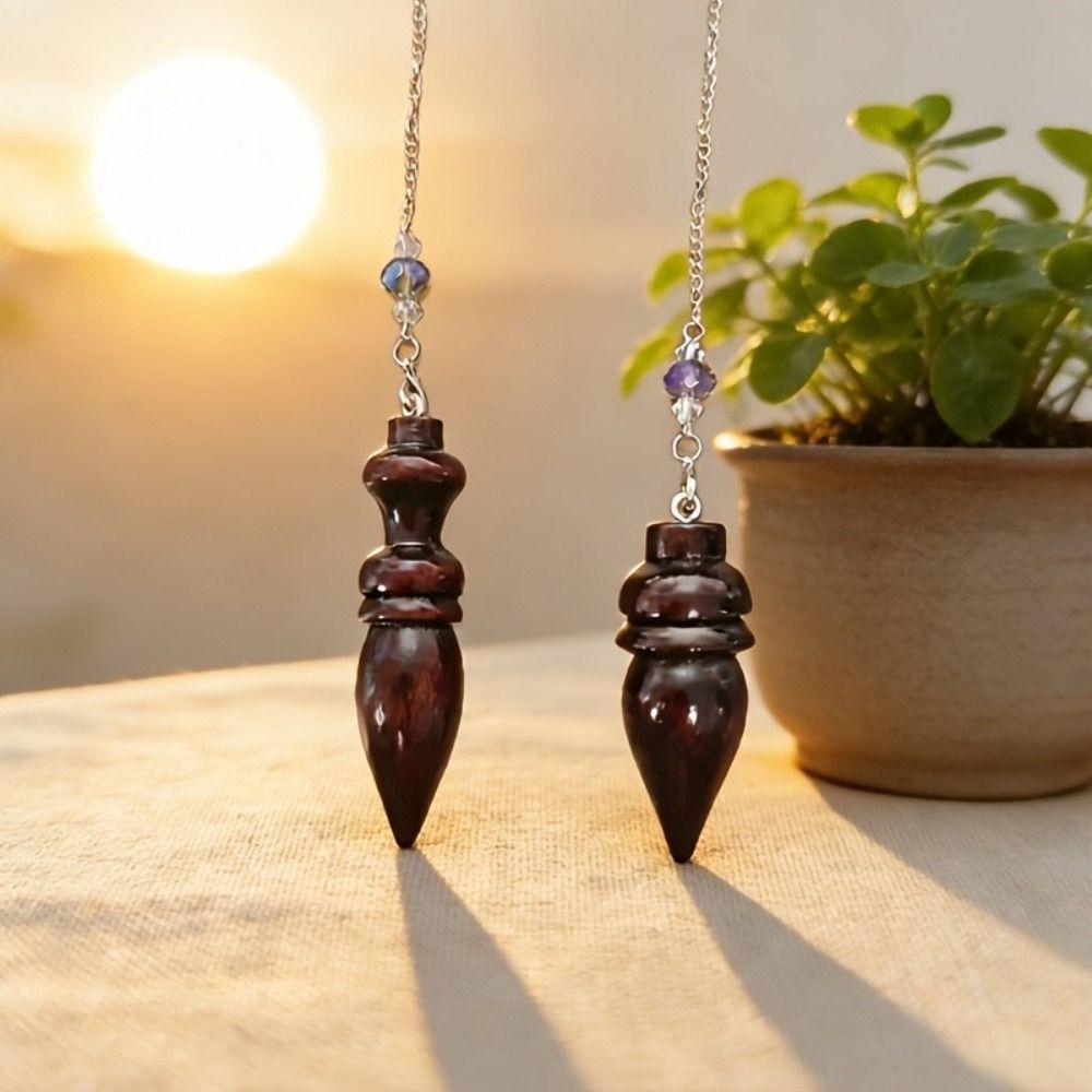 Dowsing Wooden Pendulum Wooden Reiki Spiritual Pendulo Creative Gift Round Cone Pattern