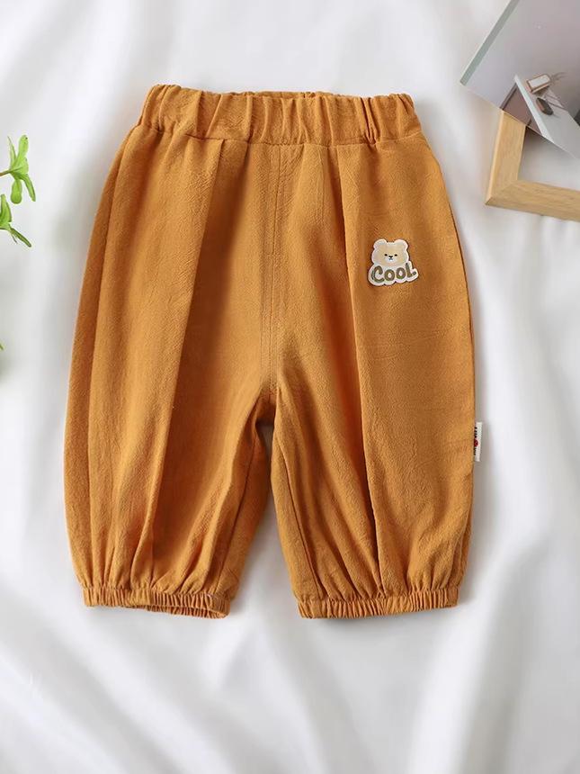 Summer Arrival A-Line Cotton Wide-Leg Lantern Pants with Elastic Cuffs for Babies
