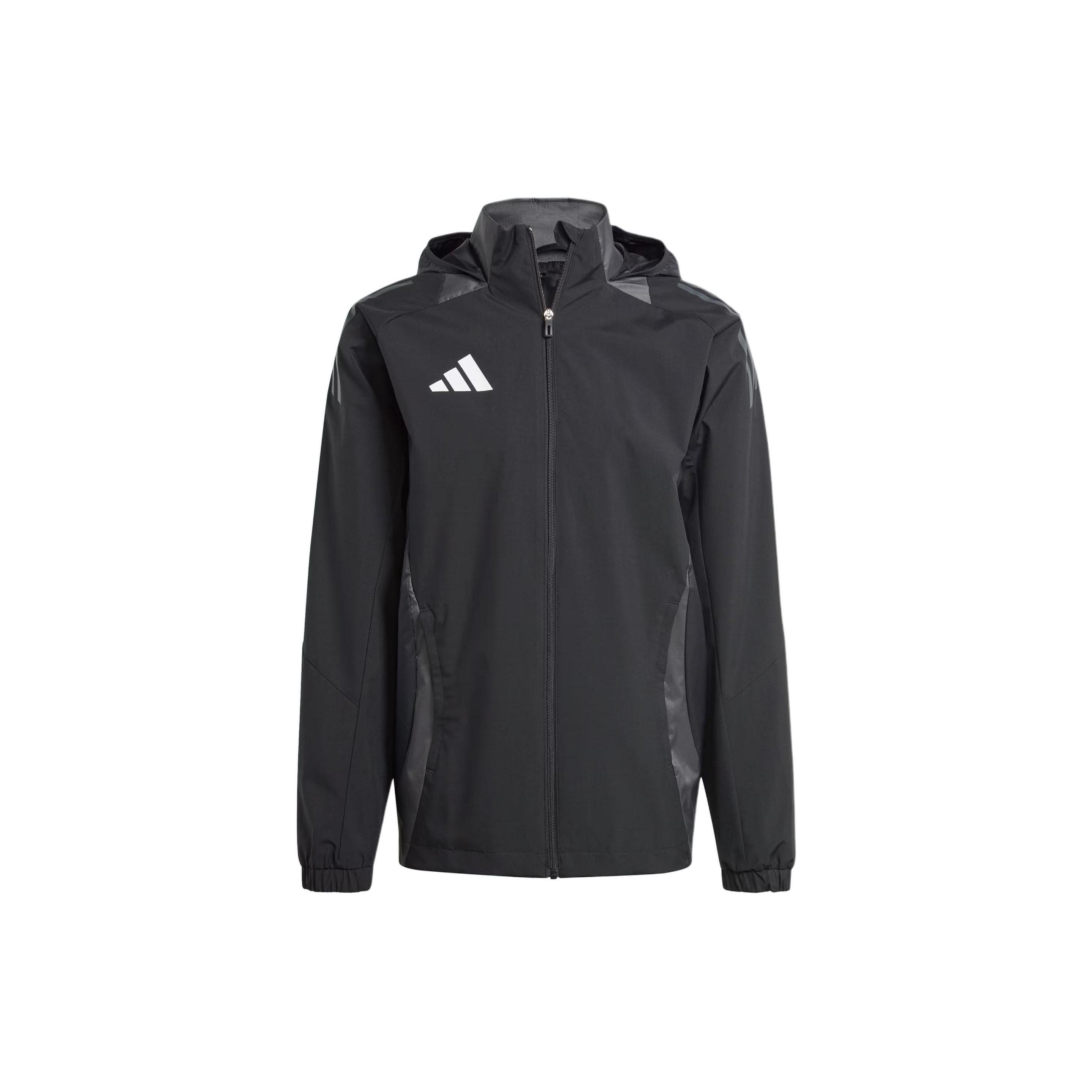 Adidas Tiro 24 Competition All-Weather Long Sleeve Hooded Jacket With Colorblock Logo Men Outerwear Black IJ8343 XXL