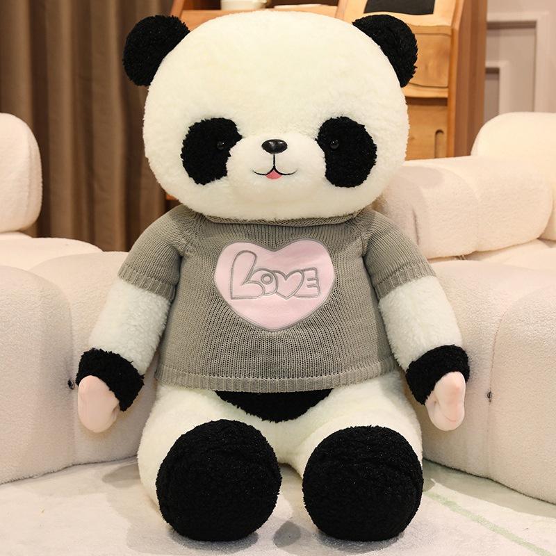 

Large sweater panda doll plush toy black and white panda doll girl soothing rag doll birthday gift 60cm