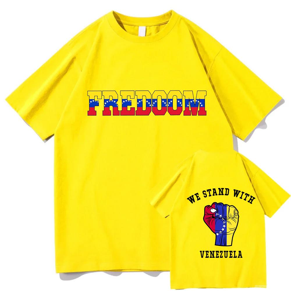 

Freedom Venezuela T-shirt Fashion Men/Women Harajuku Graphic T-Shirt Unisex High Quality Aesthetic Vintage Cotton Tees Shirts 4XL