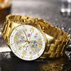 MINI FOCUS Herren Business Quarzuhren Edelstahl Business Chronograph Uhr Gold Blau Relogios Masculino Uhr
