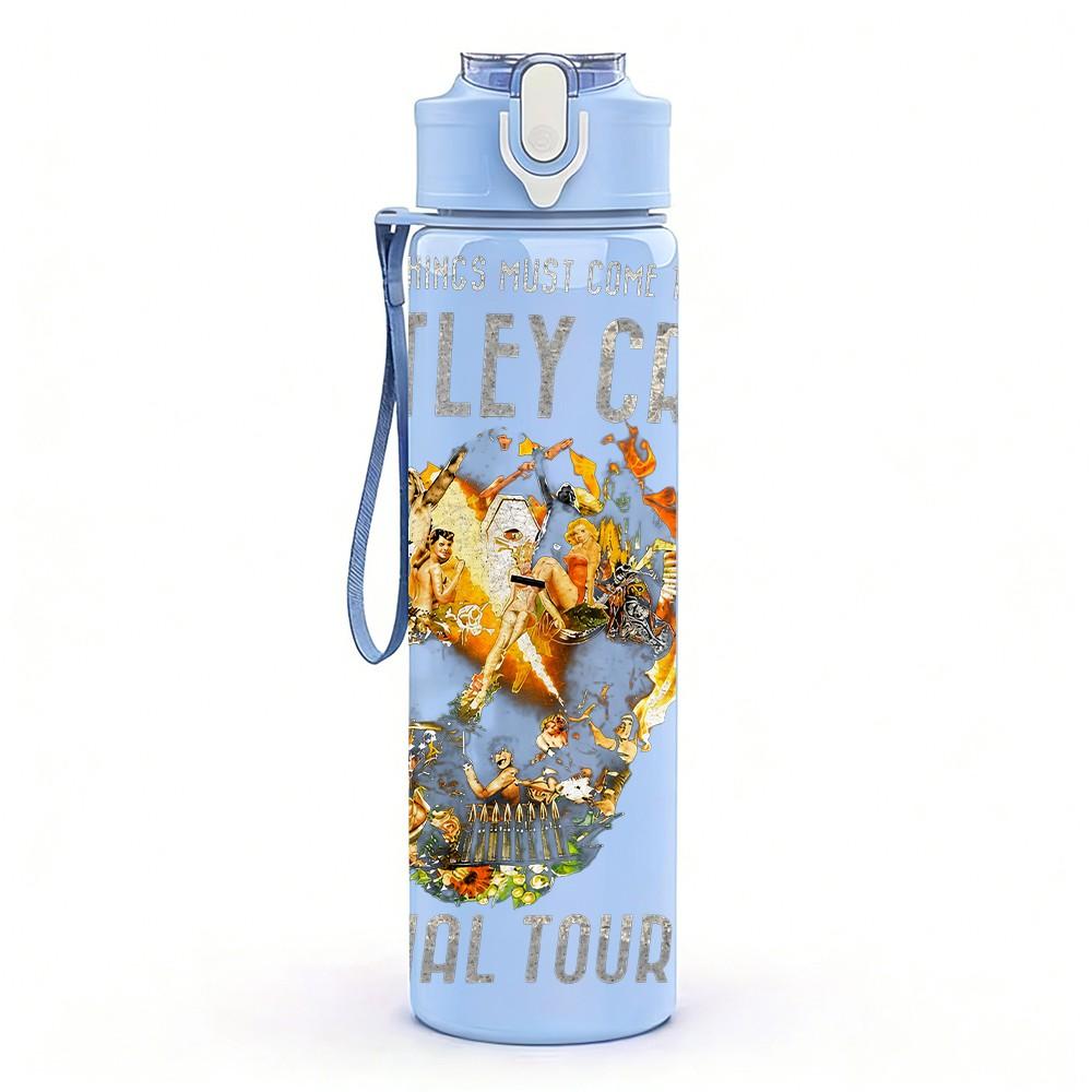 1PC Motley Crue Band 750ml sports water bottle leakproof straw lid outdoor office home