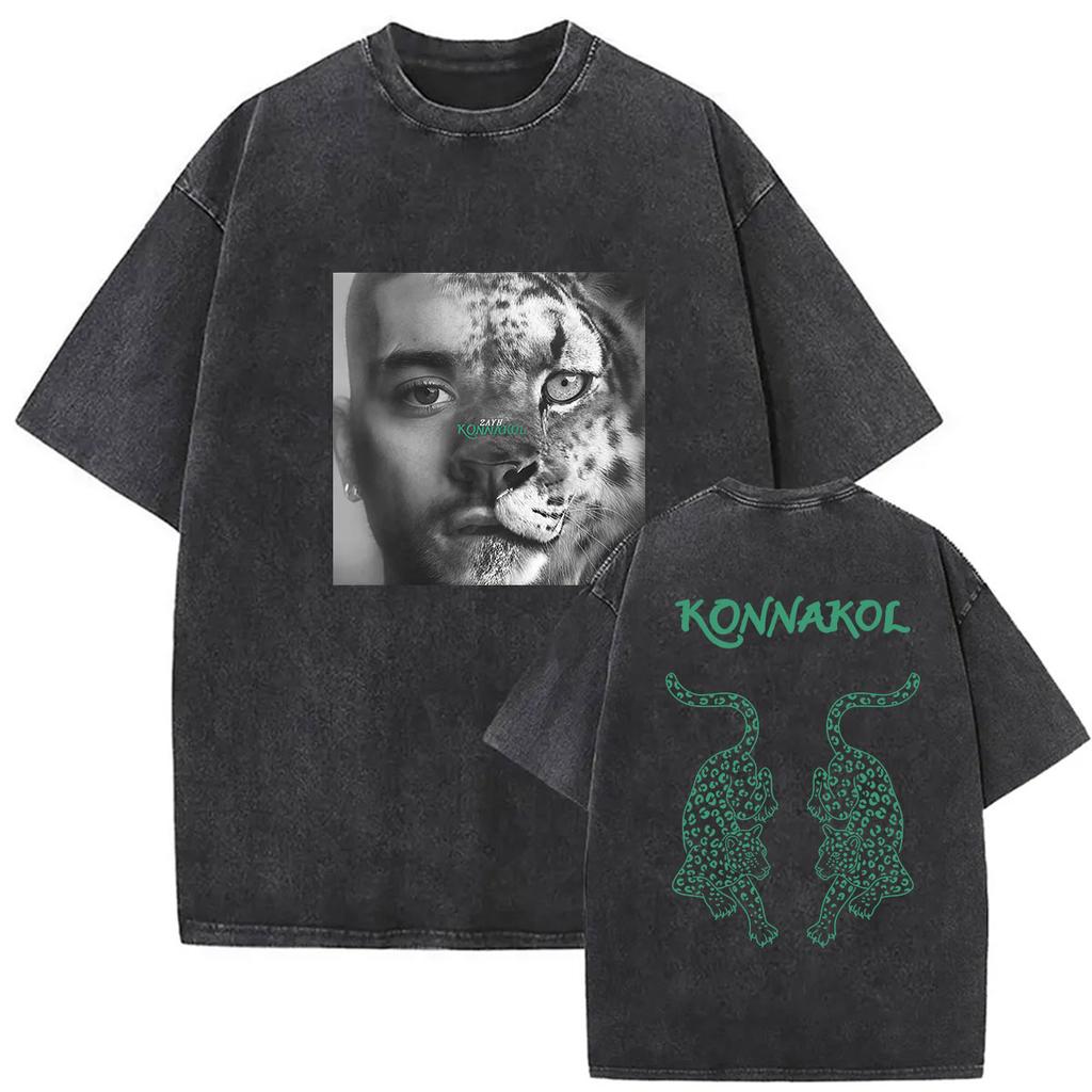 Zayn Malik The KONNAKOL Tour 2026 Vintage Washed T Shirt Men Women Summer High Quality ONeck Tshirts Fashion Oversized Tshirt