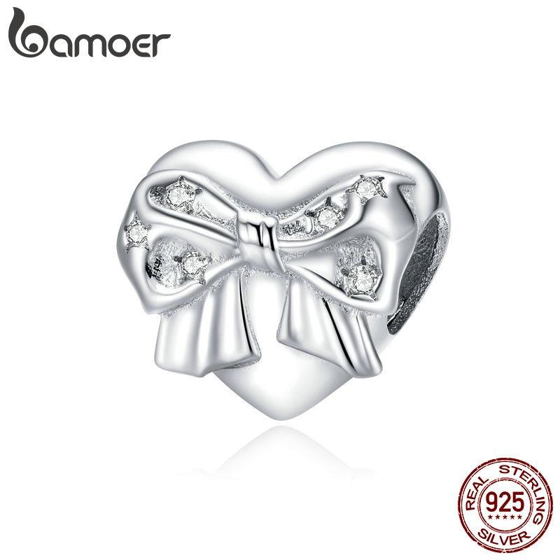 

Bamoer Аутентичные 925 Стерлинг Серебряный лук - Любовь Сердце Шарм Бисер для женщин Оригинальный браслет