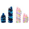 Portable Collapsible Silicone Water Bottle With Lid Camouflage Foldable Kettle For Sports Travel Drinking Cup With Carabiner Cup