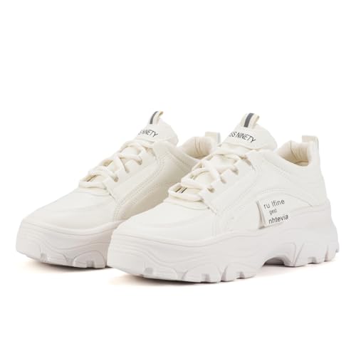 Женские кроссовки на платформе Bope, Папины кроссовки, Цвет слоновой кости, Размер 23.5см