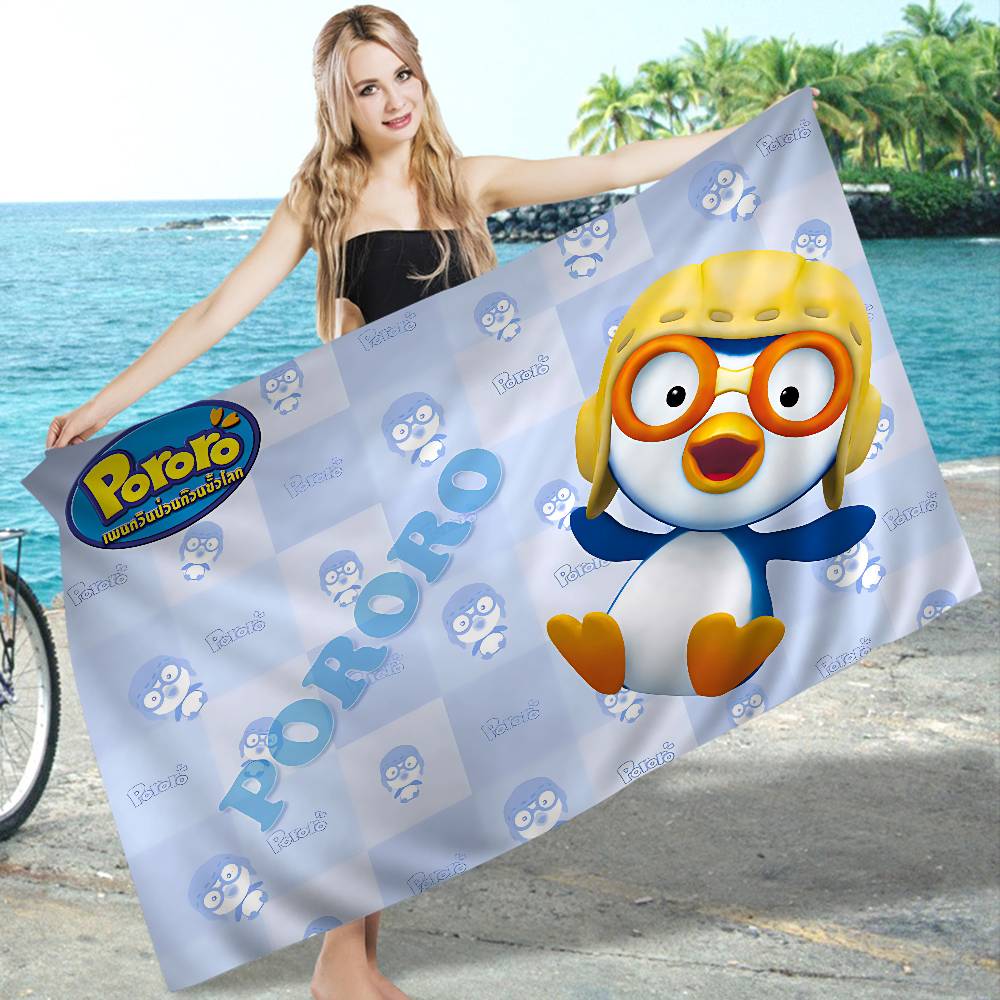 Cartoon P-Pororo Cute Microfiber Beach Towel Absorbent Quick Dry Soft Yoga Swimming Resort Mountain Climbing Towel