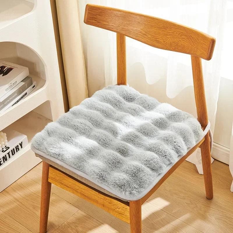 Rabbit Plush Chair Seat Pads Square Warm Winter Chair Pads 40x40cm Non Slip Stool Mat Bedroom Window Floor Mat Decor Cushion
