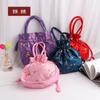 Unsichtbare Tragetasche, Schmuckbeutel, Brokatbeutel, Schmuckarmband, Satin-Stickerei-Zugbeutel, Leere Tasche, Zieh-Aufbewahrungstasche