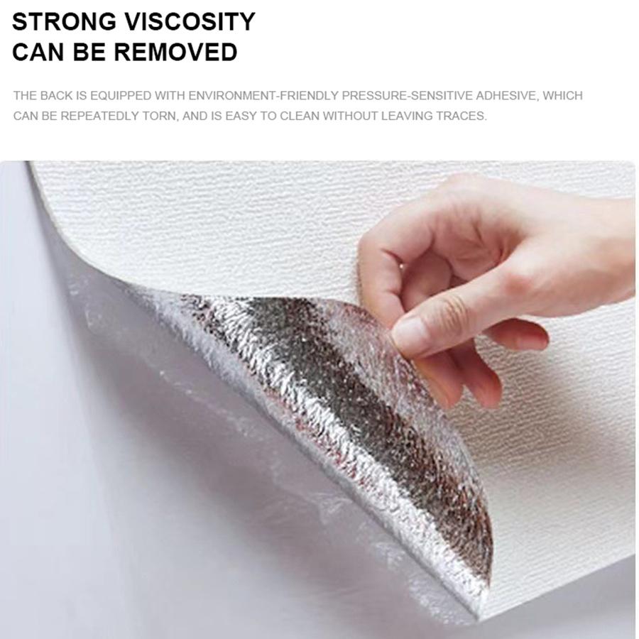 3D Linen Self-Adhesive White Wallpaper Moisture-Proof Waterproof Wall Decoration Living Room Bedroom Background Renovation Film