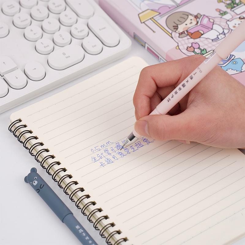 4 Stuks/Set Schattige Cartoon Uitwisbare Gelpen 0,5 mm Volle Naald Kristal Blauwe Inkt Kawaii Eenhoorn Beer Panda Schrijfpennen voor Schoolstudenten