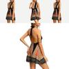 Sexy Deep Vneck Hanging Neck Short Skirt Womens Backless Beach Dress With Cotton Blend Fabric